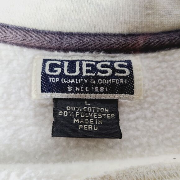 Vintage 90s Guess Jeans Pullover Sweatshirt Embroidered Logo Grey Men's Large - Picture 3 of 9